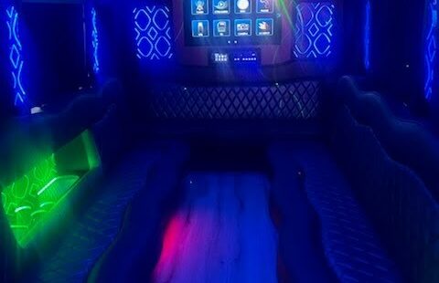 Ford E-450 white bus Party Bus Limo, Limousine #2457